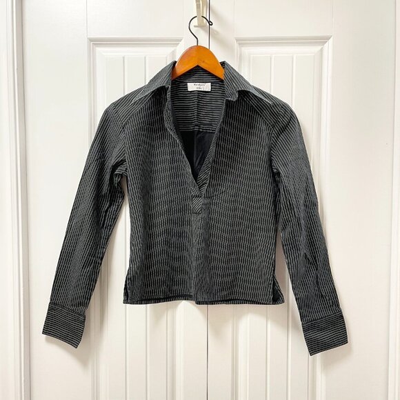 Vintage Tension Made in Italy Pinstripe Blouse Black - S - Picture 1 of 16